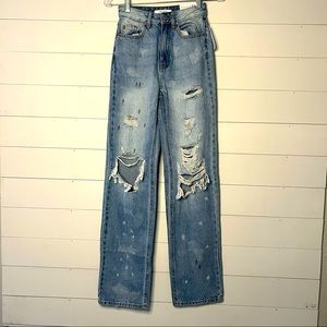 Pacsun 90’s boyfriend jeans distressed womens 23 high rose straight